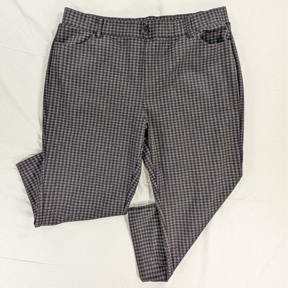 MoFiz Gray Hounds Tooth Cropped Pants Women's Extra Large Elastic Waist